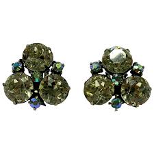 Vintage Glass Rhinestone Earrings. For Sale at Ruby Lane