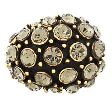 Fashion Alloy Yellow Gold-Tone Black CZ Statement Cocktail Ring