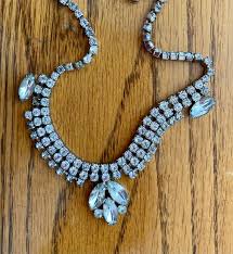Rhinestone Drop Necklace Vintage Mid Century Modern Y Necklace Pageant Bridal Prom - Etsy