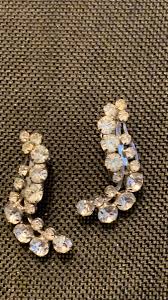 Vintage Rhinestone Flowing Diamond clip on earrings | eBay
