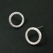 Sterling Silver Earrings CZ Cubic Zirconia Pave Round Earring Studs, Circle Diamond Pave Earrings, CZ Earrings -11mm (2 pcs, 1 pair).