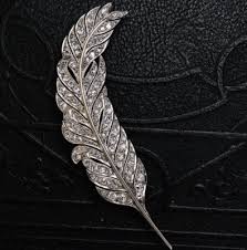 1930s Art Deco Cubic Zirconia 1.50 Carat Feather Brooch Pin ...