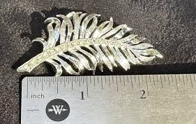 Vintage Gerry's Signed Rhinestone Feather Silver Tone Brooch ...