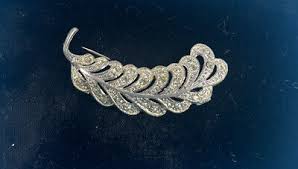 VTG/ANTIQUE Pot Metal Small Clear Rhinestone Brooch Pin ...