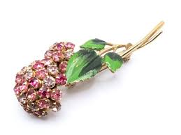 Vintage 40's Enamel Rhinestones Pink Bouquet Retro High Dome Brooch - Etsy