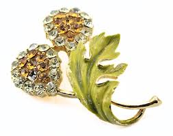Exquisite Bedazzled Designer Yellow Flower Rhinestones 40's Enamel Flower Brooch | eBay
