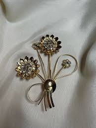 Signed Corocraft Floral Brooch – Gold-Coated Sterling Silver ...