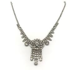 Vintage Silver Tone Clear Ice Rhinestone High End Cocktail ...