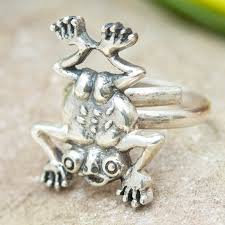 Aztec Frog Inspired Sterling Silver Cocktail Ring - Ceneotl ...