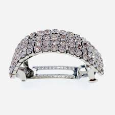 USA GLAM Ponytail BARRETTE Hair Clip Hairpin Rhinestone Crystal Silver E17 | eBay