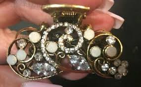 New Opal Clear Crystal & Rhinestone Silver 1 1/2'' Hair Claw ...