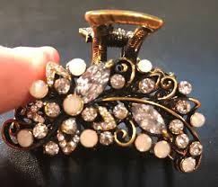 New Art Deco Antique Gold With Opal & Clear Crystal 1 1/2 ...