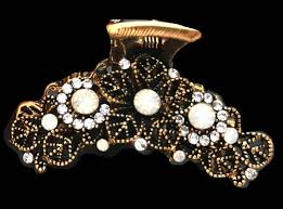 New Antique Gold With Opal & CZ Crystal 2'' Hair Claw Clip ...