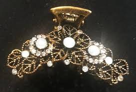 New Antique Gold With Opal Crystal Floral 1 1/2'' Hair Claw ...