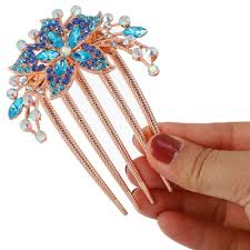 Unique Bargains Women Rhinestone Inlaid Flower Hair Comb ...