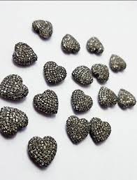 Heart Shaped Beads 925 Silver Diamond Jewelry Beads Handmade ...