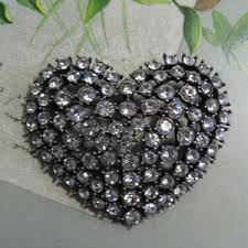 Large KIRKS FOLLY Signed Rhinestone Heart Brooch or Pendant ...