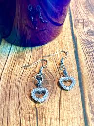 Sterling Silver Cubic Zirconia Heart Dangle Earrings - Etsy