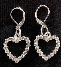 Silver Heart shaped Rhinestone Necklace & Earring Set for ...