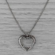 0.44ctw Diamond Heart Pendant Necklace 14k White Gold 20 ...