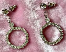 Buy Sparkly 80s Rhinestone Round Earrings Online in India - Etsy