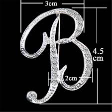 26 Letters Crystal Rhinestone Alphabet Brooch Pin Wedding ...