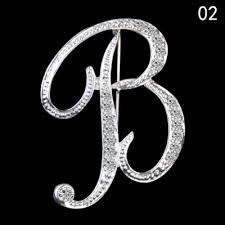 Alphabet Initial Letter A-Z Crystal Rhinestone Brooch Pin ...