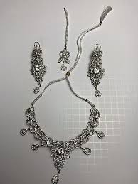 Bridal/wedding /party/silver rhinestone necklace,earrings,(bindi) set/new | eBay