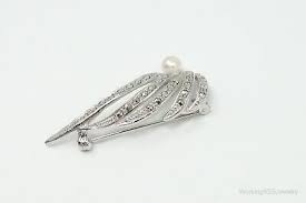 Vintage Pearl Hematite Art Deco 835S Silver Brooch Pin | eBay Australia