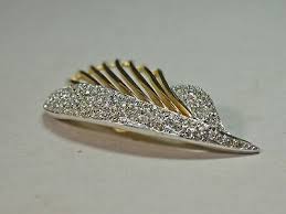 Vintage Ledo Crystal Clear Rhinestone Silver & Gold Pin Signed | eBay
