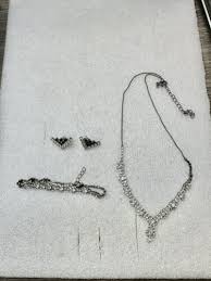 Matching Prong Set Rhinestones 18” Necklace 7.5” Bracelet ...