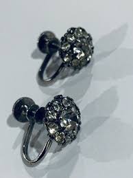 Vintage Signed Coro Rhinestone Screw Back Silver Tone ...