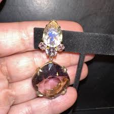 Vintage Hattie Carnegie Amethyst Rhinestone Drop One Earring Dangle AB | eBay