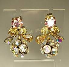 Vintage J.Crew Dangle Colorful Rhinestone Gold Tone Sparkle Ball Post Earrings | eBay
