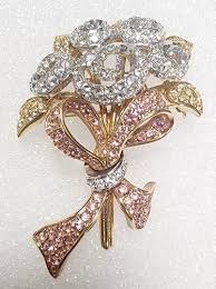 Swarovski Signed Breast Cancer Clear & Pink Crystal Flower ...