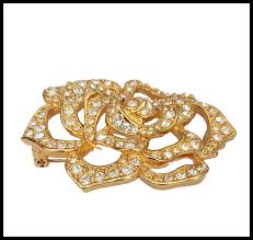 Elizabeth Taylor For Avon Gold Tone Clear Rhinestone Open ...