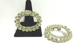 vintage shoe buckles oval rhinestone sz 2 in lg wgt 34.5 ...