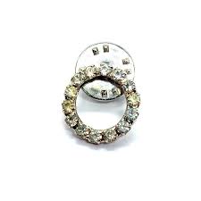 Crystal Rhinestone Circle Pin Lapel Silver Tone Collectible ...
