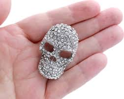 Crystal Rhinestone Skull Brooch: Silver Plated Goth Pin - Etsy