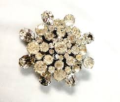 Coro Silver Tone Large Rhinestone Starburst Brooch Pin ...