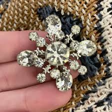 Vintage White Diamond Rhinestone Brooch - Etsy