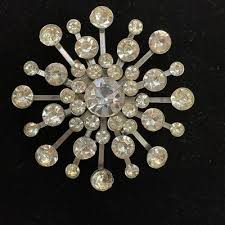 Mid Century Rhinestone Brooch Atomic Starburst Extra Large ...