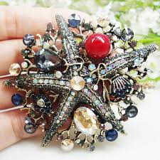 Party Jewelry Vintage Starfish Pearl Pendant Woman Brooch ...