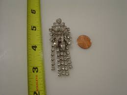 Rhinestone dangle pin brooch draped design 2.75" long | eBay