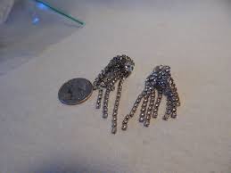 VTG 1940S 50S WEISS CRYSTAL RHINESTONE EARRINGS WATERFALL ...