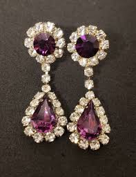 Crystal Rhinestone Purple Teardrop Dangle Earrings: Mid ...