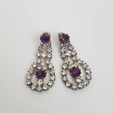 Vintage Rhinestone Dangle Earrings: Kinetic Tear Drop Design ...