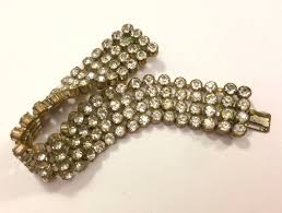 VINTAGE Deco Bracelet Signed CZECHOSLOVAKIA. Four Row Bohemian Rhinestones Bracelet in Gilded Silver Metal. Original '30 -'40 – Cod. A570 - Etsy