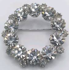 Weiss Brooch Clip-on Earrings Set Vintage Crystal ...