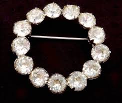Vintage Clear Rhinestone Silver Tone Circle Pin 27063 - Etsy